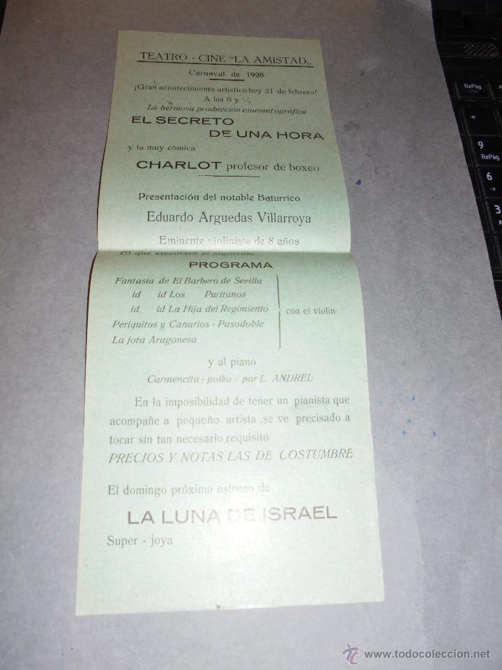 Cat&aacute;logos de M&uacute;sica: TEATRO - CINE LA AMISTAD CARNAVAL 1928 PROGRAMA 27,5X11 CM.