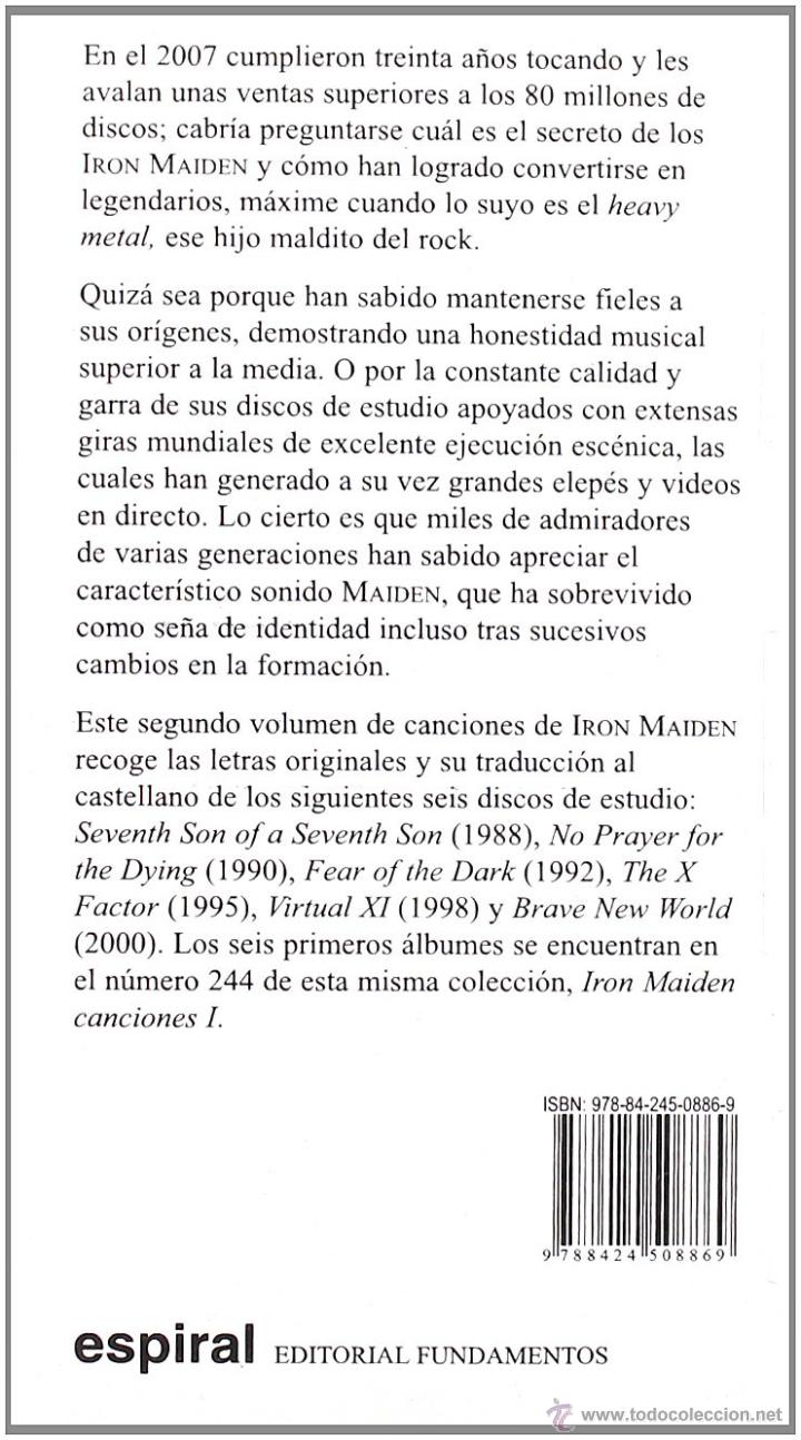 Cat&aacute;logos de m&uacute;sica: Iron Maiden. Canciones II - Foto 2