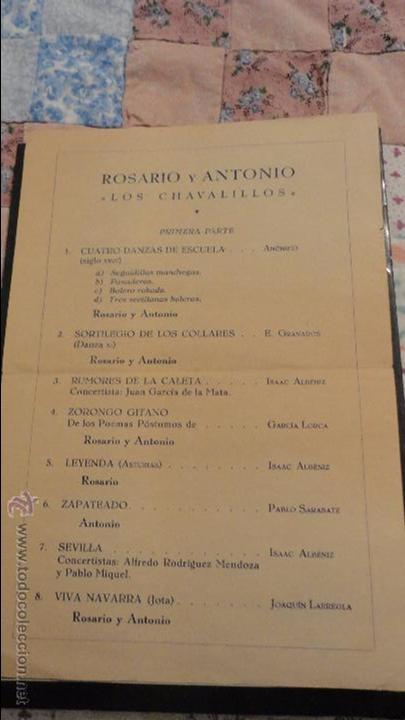 Cat&aacute;logos de M&uacute;sica: ROSARIO Y ANTONIO.LOS CHAVALILLOS.PROGRAMA DE ESPECTACULO.A&Ntilde;OS 40.