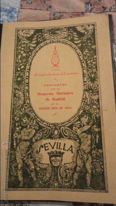 Cat&aacute;logos de M&uacute;sica: PROGRAMA CONCIERTOS ORQUESTA SINFONICA DE MADRID.IGOR MARKEVITCH.LOPE DE VEGA.SEVILLA.1947