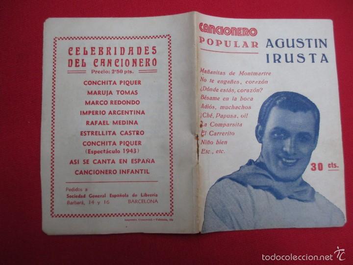 Cat&aacute;logos de M&uacute;sica: CANCIONERO N&ordm; 17 - AGUSTIN IRUSTA - EDI SOC DE LIBRERIAS BARCELONA APROX 1945 14PAG 13CM.