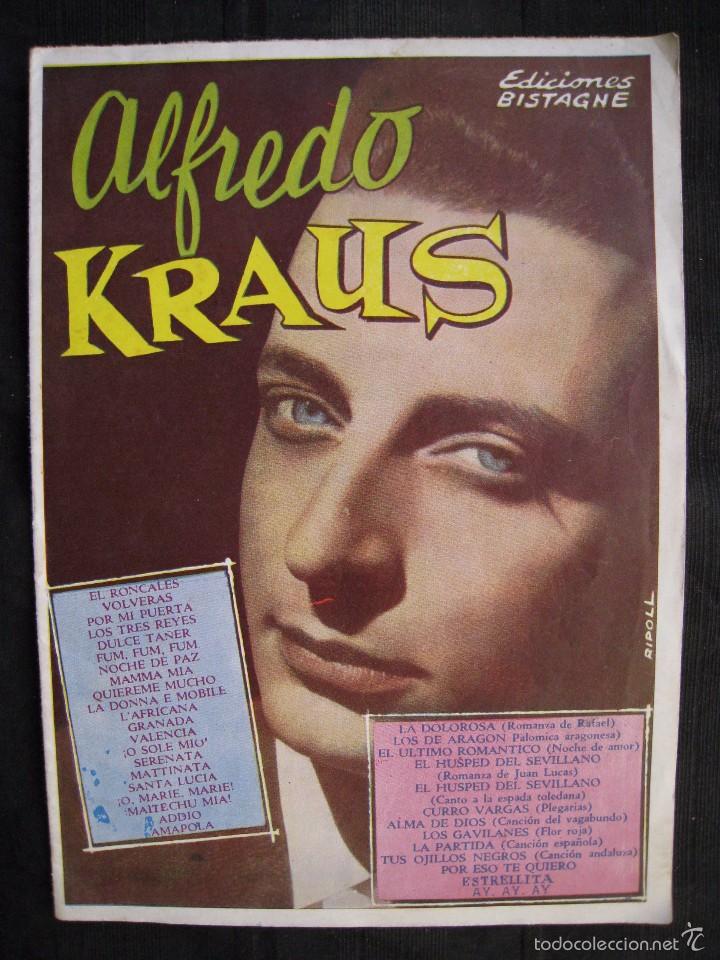 Cat&aacute;logos de M&uacute;sica: CANCIONERO DE ALFREDO KRAUS - SUS GRANDES EXITOS - EDICIONES BISTAGNE.