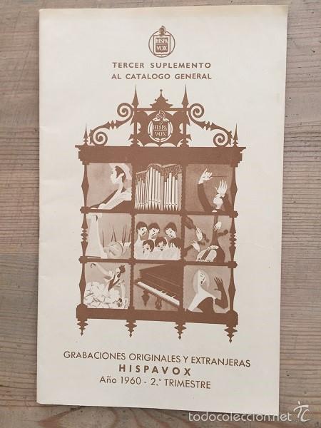 Catalogues de Musique: HISPAVOX, TERCER SUPLEMENTO AL CAT&Aacute;LOGO GENERAL, A&Ntilde;O 1960, 2&ordm; TRIMESTRE