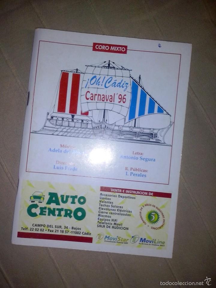Cat&aacute;logos de M&uacute;sica: carnaval  de cadiz  libreto coro oh cadiz 1992