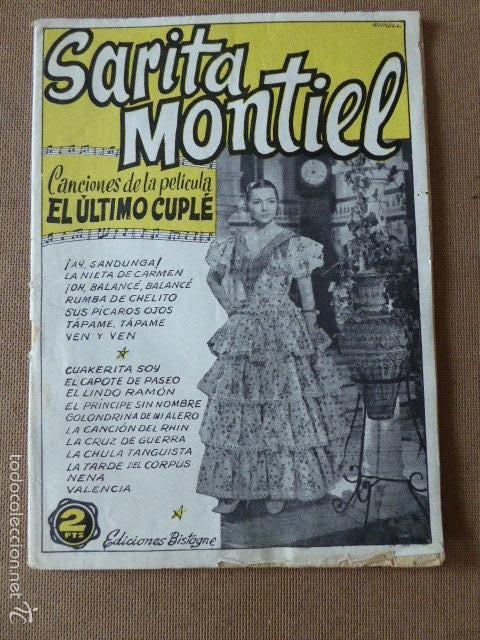 Cat&aacute;logos de M&uacute;sica: SARITA MONTIEL. CANCIONES DE LA PELICULA EL ULTIMO CUPL&Eacute;.