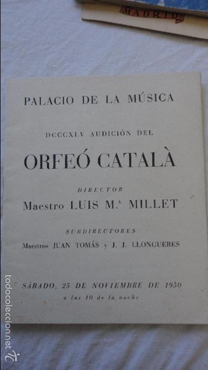 Cat&aacute;logos de M&uacute;sica: DCCCXLV AUDICION ORFEO CATALA.LUIS M&ordf; MILLET.PALACIO DE LA MUSICA.BARCELONA.1950