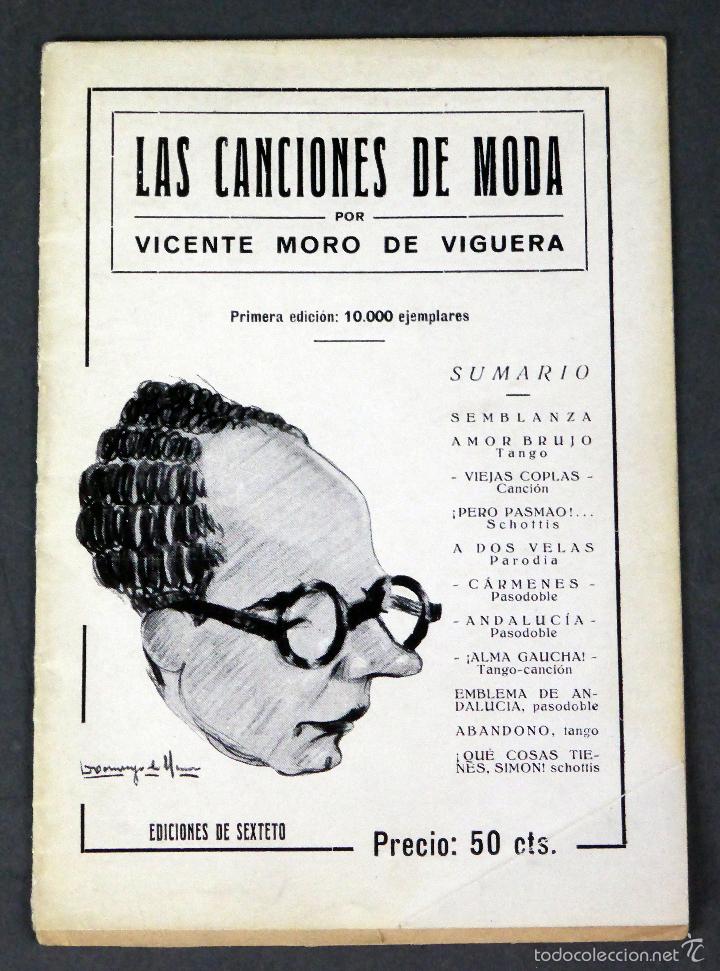 Cat&aacute;logos de M&uacute;sica: Las Canciones de Moda Vicente Moro Viguera Ediciones Sexteto Imprenta Isaac Garc&iacute;a