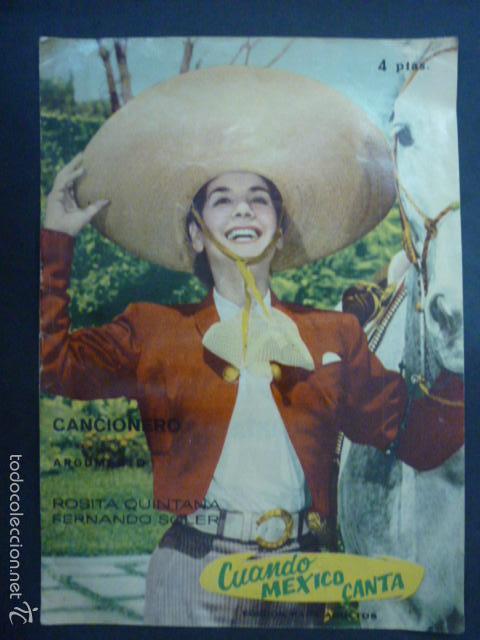 Cat&aacute;logos de M&uacute;sica: CANCIONERO CUANDO MEXICO CANTA CON ROSITA QUINTANA Y FERNANDO SOLER.
