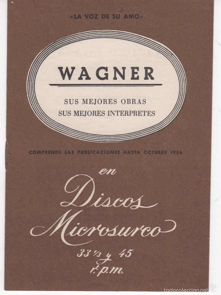 Cataloghi di Musica: Cuadernillo La Voz de su amo. Wagner en Discos Microsurco. A&ntilde;o 1956 .