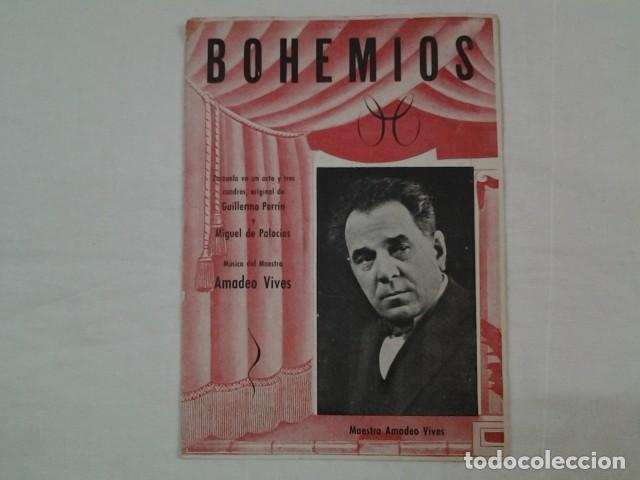 Catalogues de Musique: Folleto zarzuela. Bohemios de amadeo vives