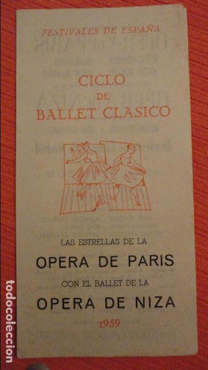 Catalogues de Musique: FESTIVALES DE ESPA&Ntilde;A.BALLET CLASICO.OPERA DE PARIS.OPERA DE NIZA.JEAN PERISSON.1959