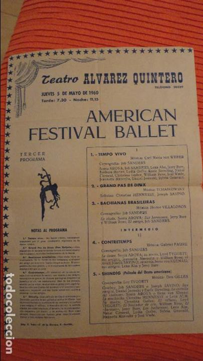 Catalogues de Musique: PROGRAMA.TEATRO ALVAREZ QUINTERO.AMERICAN FESTIVAL BALLET.1960