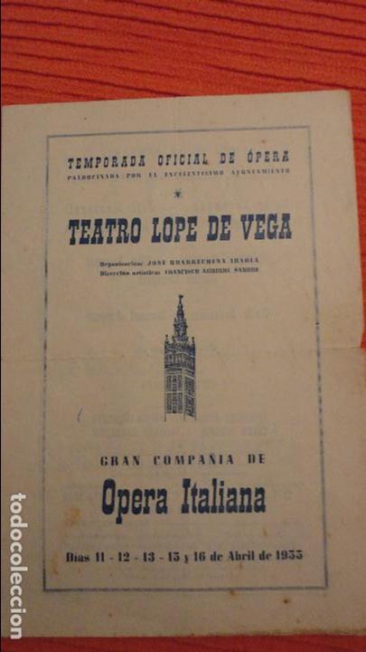 Catalogues de Musique: PROGRAMA.TEATRO LOPE DE VEGA.COMPA&Ntilde;IA OPERA ITALIANA.JOSE LUIS LLORET.SEVILLA.1955