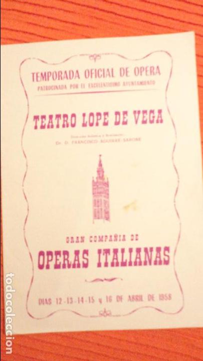Catalogues de Musique: PROGRAMA.TEATRO LOPE DE VEGA.COMPA&Ntilde;IA OPERAS ITALIANAS.JOSE LUIS LLORET.CORAL ABAO.ORQUESTA BETICA.
