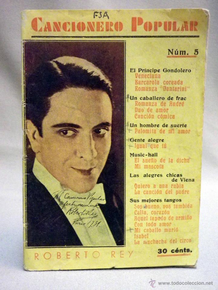 Cat&aacute;logos de M&uacute;sica: CANCIONERO POPULAR, ROBERTO REY, N&ordm; 5, BIBLIOTECA FILMS