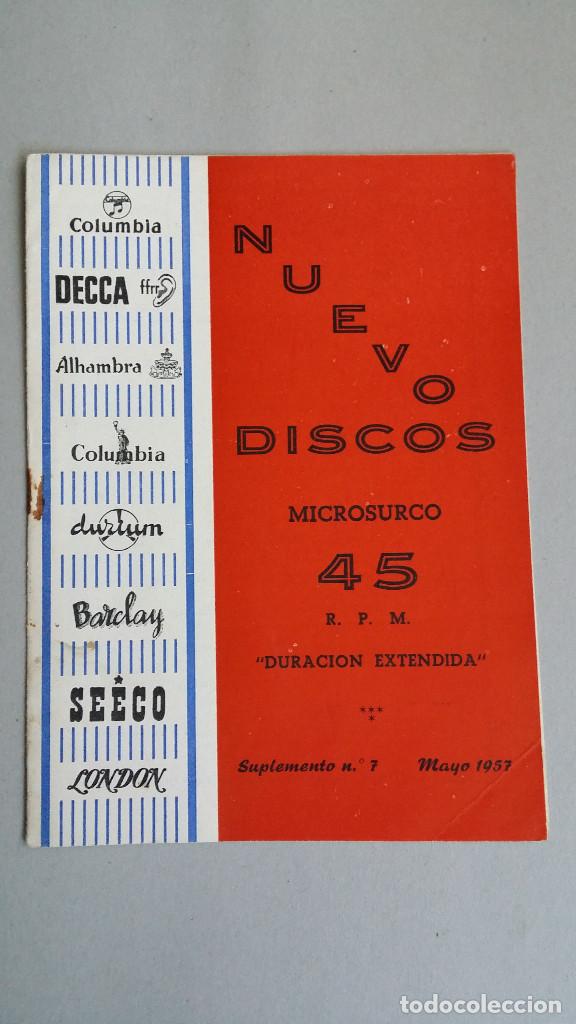 Cat&aacute;logos de M&uacute;sica: CATALOGO NUEVOS DISCOS 45 RPM SUPLEMENTO N&ordm;7, MAYO 1957