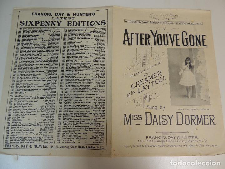 Cat&aacute;logos de M&uacute;sica: cancionero - after you&acute;ve gone daysy dormer creamer and layton ed. francis day hunter