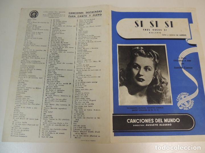 Cat&aacute;logos de M&uacute;sica: cancionero - si si si tres veces si bolero juanita cuenca canciones del mundo augusto alguero