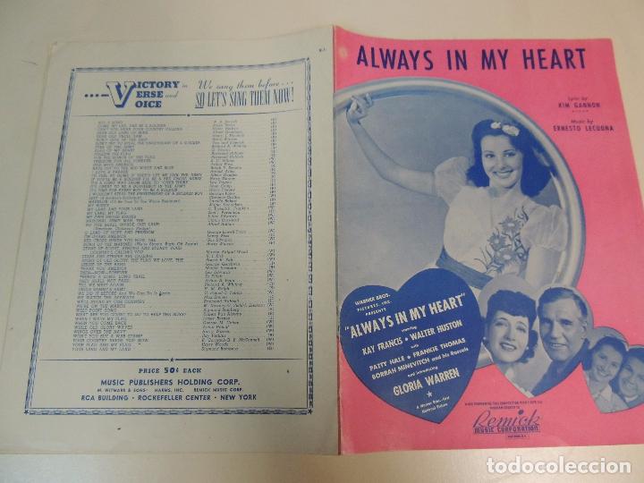 Cat&aacute;logos de M&uacute;sica: cancionero - always in my heart  kim gannon ernesto lecuona kay francis  ed. remick music corp.