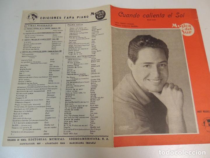 Cat&aacute;logos de M&uacute;sica: cancionero - cuando calienta el sol  mario carlos rigual andy russell ed. musica del sur