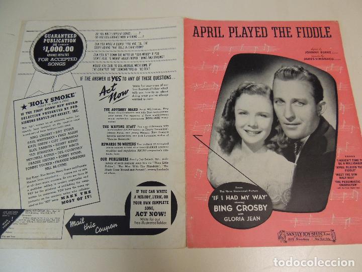 Cat&aacute;logos de M&uacute;sica: cancionero - april played the fiddle  johnny burke james v monaco gloria jean ed. santly joy select