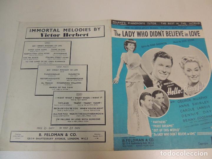 Cat&aacute;logos de M&uacute;sica: cancionero - the lady who didn&acute;t belive you  kim gannon julie styne carole landis ed. b. feldman ny