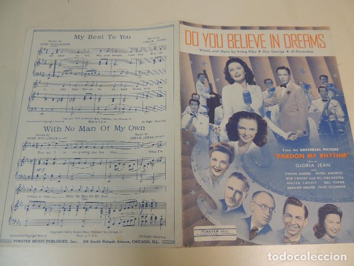 Cat&aacute;logos de M&uacute;sica: cancionero - do yo believe in dreams pardon my rhythm  irving bibo don george gloria jean  ed.foster