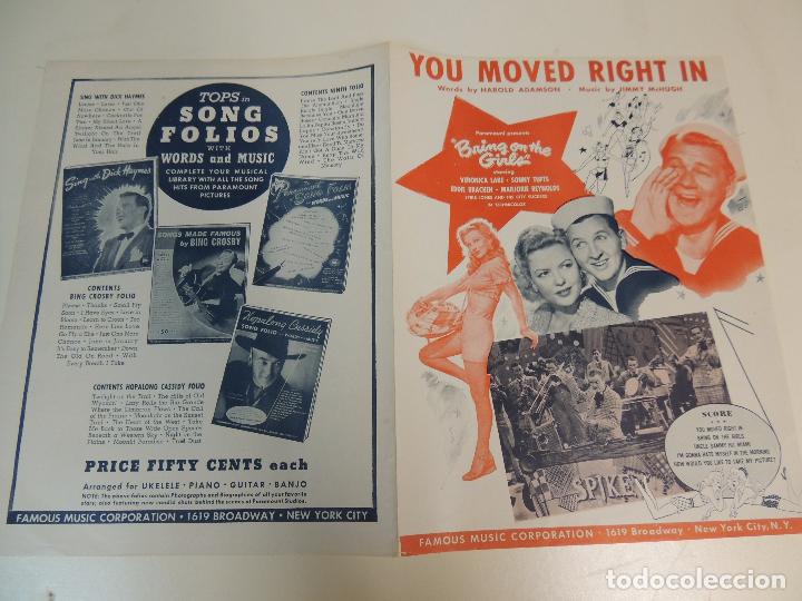 Cat&aacute;logos de M&uacute;sica: cancionero - you moved right in harold  adamson jimmy mchugh bring on the girls veronica lake ed.ny