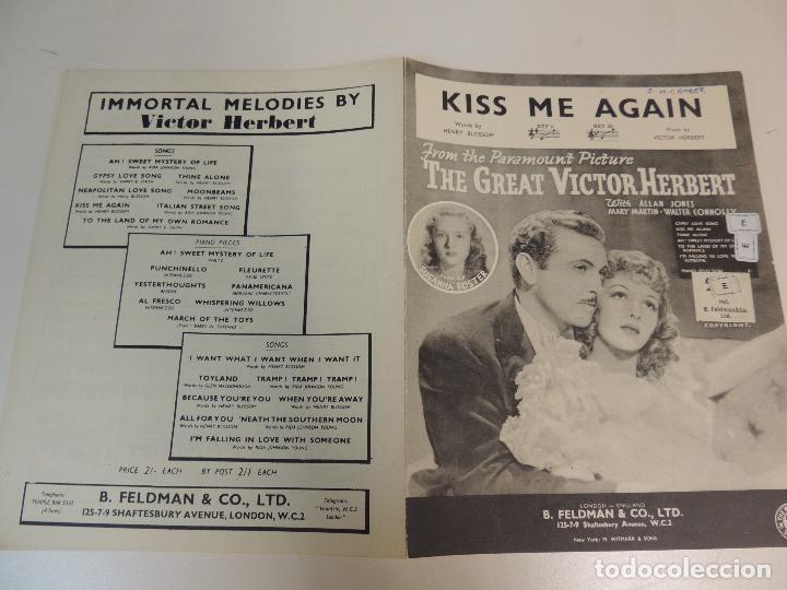 Cat&aacute;logos de M&uacute;sica: cancionero - kiss me again  henry blossom victor herbert  mary martin susanna foster  ed. feldman co