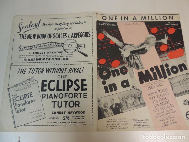 Cat&aacute;logos de M&uacute;sica: cancionero - one in a million  sidney d mitchell lew pollack sonja henie  ed. keith prowse co. ny