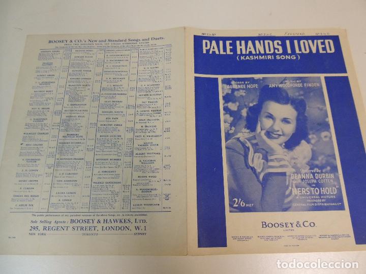 Cat&aacute;logos de M&uacute;sica: cancionero - pale hands in loved kashmiri song deanna durbin hers to hold ed. boosey co. music sheet