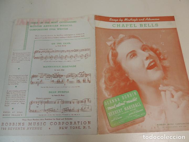 Cat&aacute;logos de M&uacute;sica: cancionero - chapel bells mad about music mchugh adamson deanna durbin  ed. robbins music ny