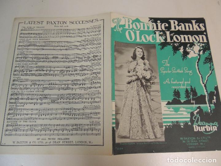 Cat&aacute;logos de M&uacute;sica: cancionero - the bonnie banks o&acute;lock lomon deanna durbin ed. w. paxton co. london  music sheet