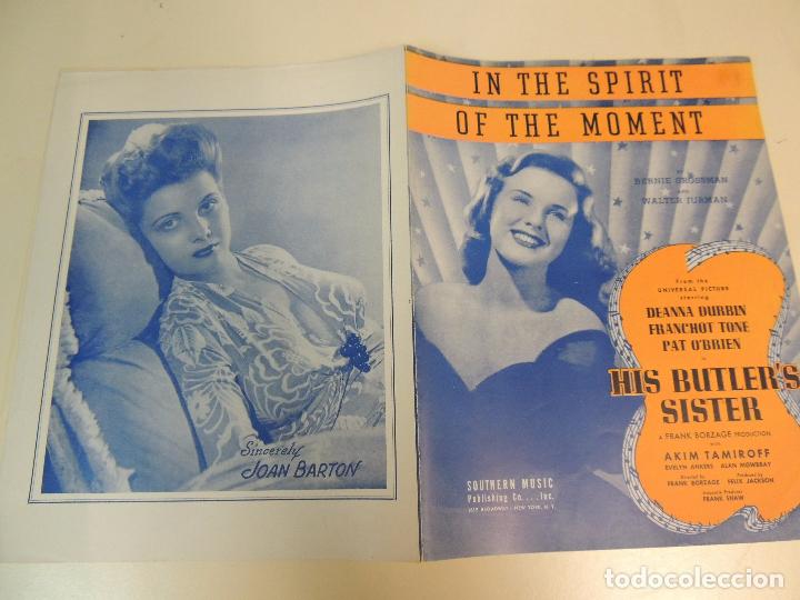 Cat&aacute;logos de M&uacute;sica: cancionero - in the spirit of the moment his butler&acute;s sister deanna durbin music sheet ed. southern
