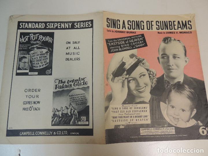 Cat&aacute;logos de M&uacute;sica: cancionero - sing a song of sunbeams  eastside of heaven bing crosby joan blondell  music sheet ny