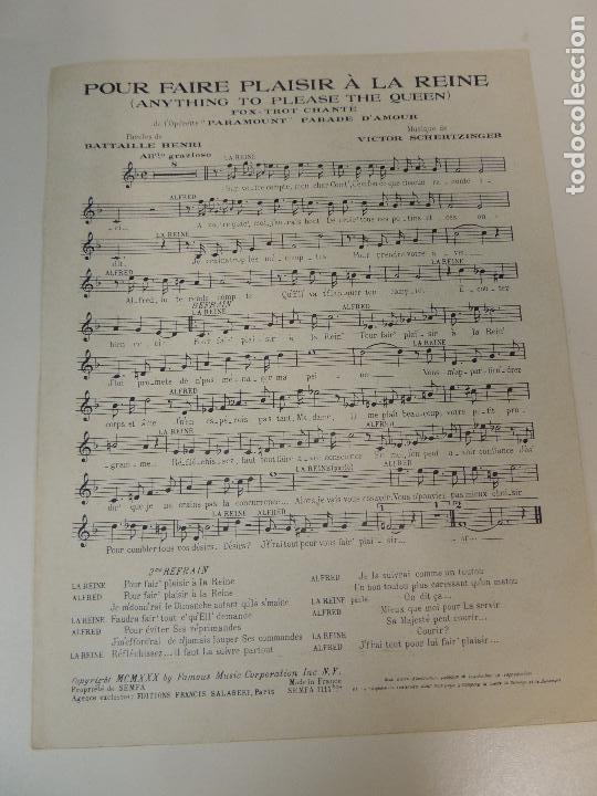 Cat&aacute;logos de M&uacute;sica: cancionero - pour faire plasir a la reine  anything to please the queen victor schertzinger  french