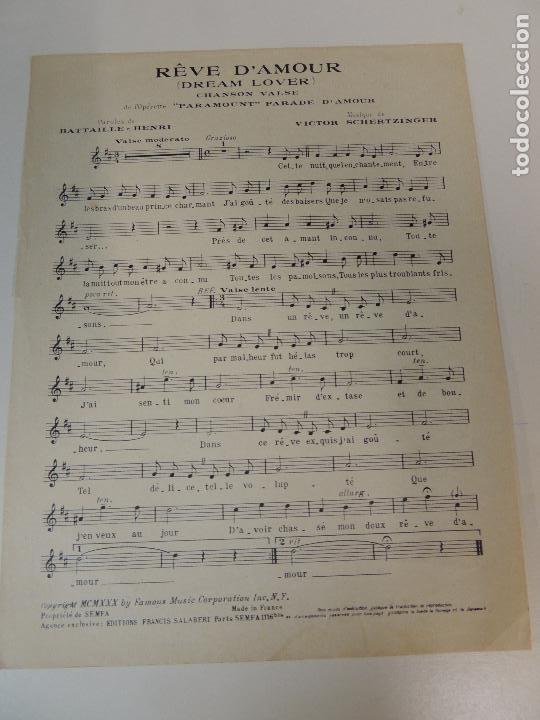 Cat&aacute;logos de M&uacute;sica: cancionero - reve d&acute;amour  dream lover chanson valse victor schertzinger  music sheet  french
