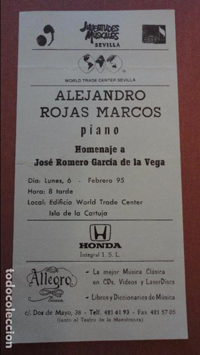 Catalogues de Musique: PROGRAMA.JUVENTUDES MUSICALES.ALEJANDRO ROJAS MARCOS.PIANO.ISLA DE LA CARTUJA.SEVILLA.1995