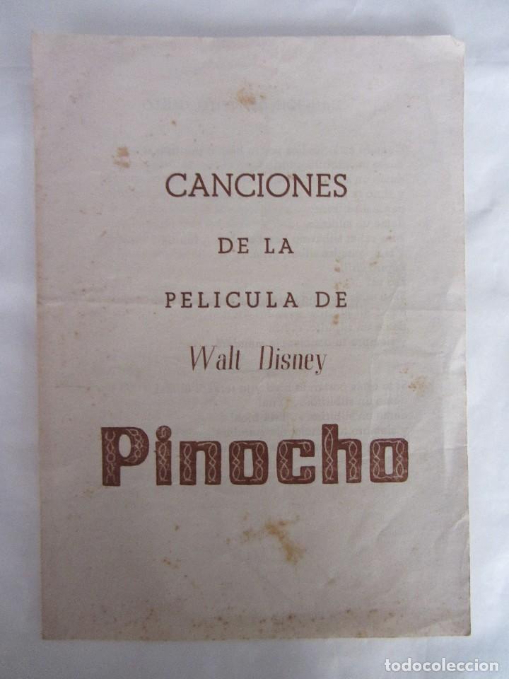 Cat&aacute;logos de M&uacute;sica: CANCIONES DE LA PELICULA DE WALT DISNEY PINOCHO.