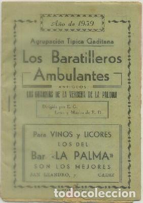 Catalogues de Musique: CARNAVAL DE CADIZ 1959. AGRUPACION LOS BARATILLEROS AMBULANTES A-C-1829