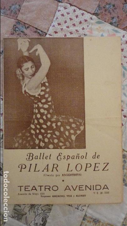 Cat&aacute;logos de M&uacute;sica: PROGRAMA.BALLET ESPA&Ntilde;OL.PILAR LOPEZ.ARGENTINITA.TEATRO AVENIDA.A&Ntilde;O 50