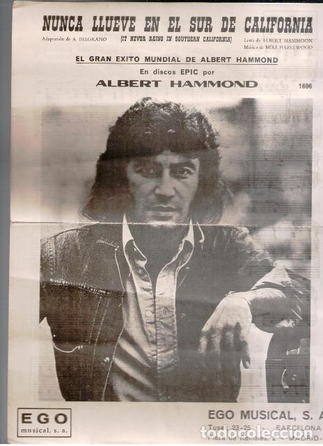 Catalogues de Musique: Partitura Nunca llueve en el sur de California, Albert Hammon, 1973