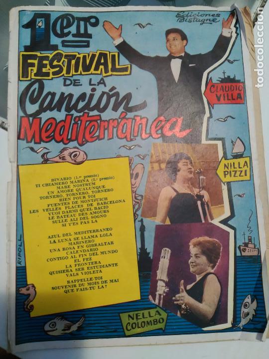 Catalogues de Musique: CANCIONERO 1ER PRIMER FESTIVAL DE LA CANCI&Oacute;N MEDITERR&Aacute;NEA (Ed Bistagne, 1959)