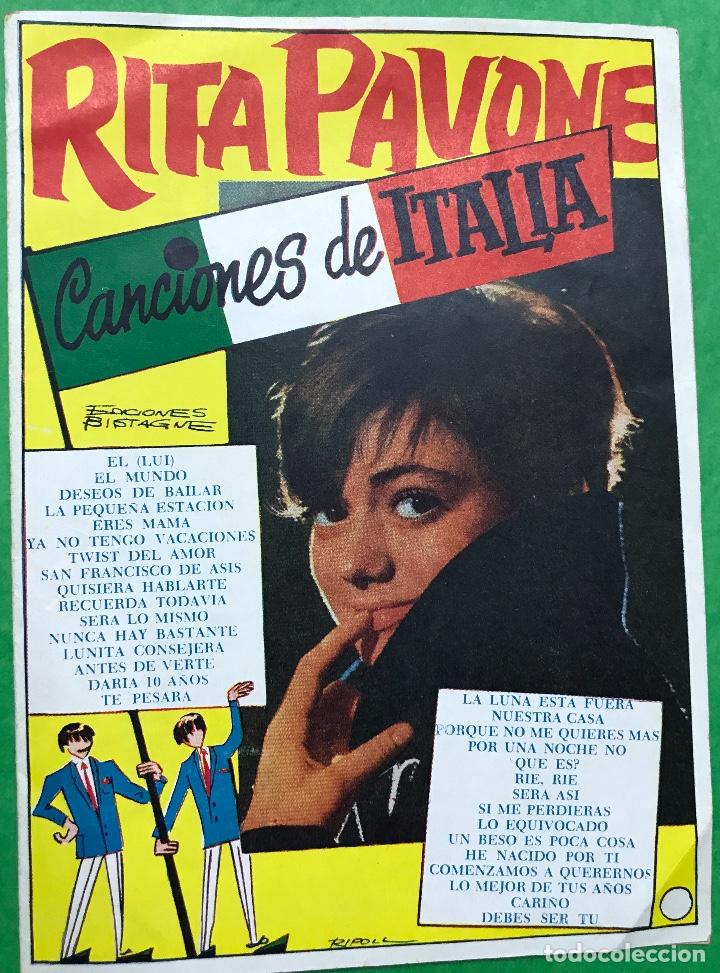 Cat&aacute;logos de M&uacute;sica: Cancionero N&deg; 154 - Rita Pavone - Canciones de Italia - Ediciones Bistagne - A&ntilde;o 1965
