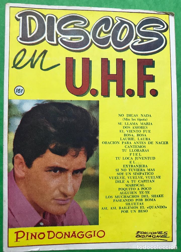 Cat&aacute;logos de M&uacute;sica: Cancionero N&deg; 161 - Discos en U.H.F. - Pino Donaggio - Ediciones Bistagne - A&ntilde;o 1965