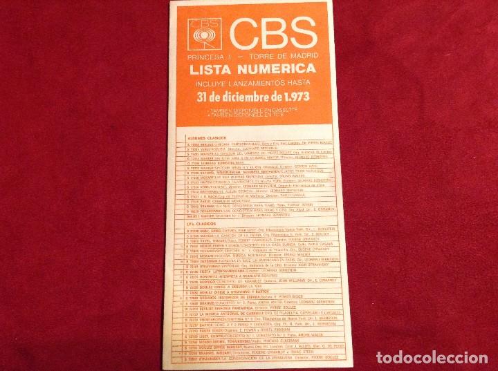 Cat&aacute;logos de M&uacute;sica: LISTA NUMERICA CBS 1973