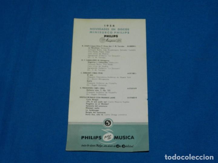 Cat&aacute;logos de M&uacute;sica: CATALOGO  DISCOS - PHILIPS 1956 NOVEDADES EN DISCOS MINISURCOS , 1 PAG, SE&Ntilde;ALES DE USO