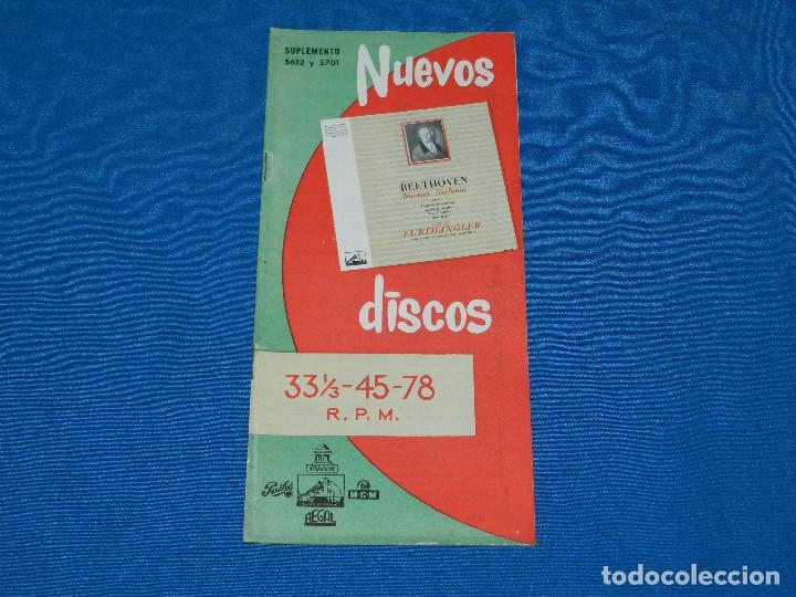 Cat&aacute;logos de M&uacute;sica: CATALOGO  DISCOS - NUEVOS DISCOS SUPLEMENTO 5612 Y 5701 ODEON, LA VOZ DE SU AMO, REGAL