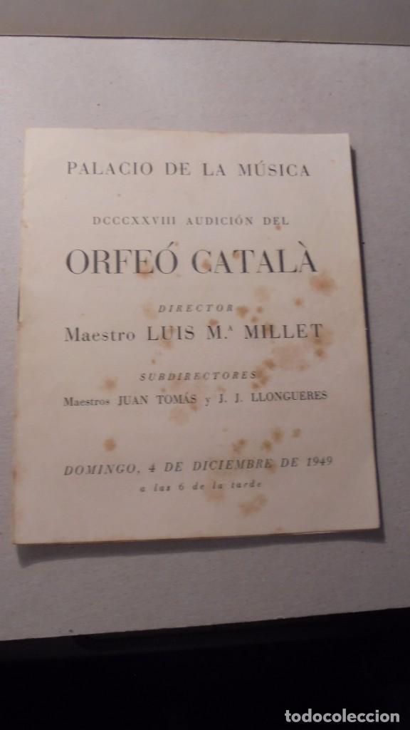 Cat&aacute;logos de M&uacute;sica: PROGRAMA - PALACIO DE LA MUSICA DCCCXXVIII AUDICI&Oacute;N ORFE&Oacute; CATAL&Agrave; - DIRECTOR MAESTRO LUIS M&ordf; MILLET