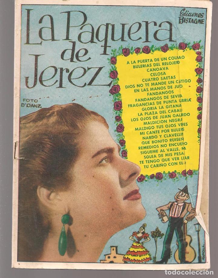 Cat&aacute;logos de M&uacute;sica: CANCIONERO: LA PAQUERA DE JEREZ. EDICIONES BISTAGNE. 1960. (P/D83)